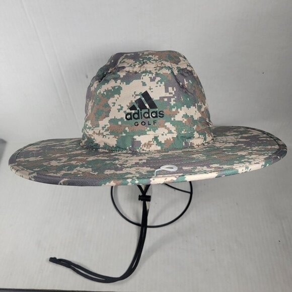 Adidas Golf Green Camo Wide-Brim Hat UV Protection Size S/M - Picture 1 of 6